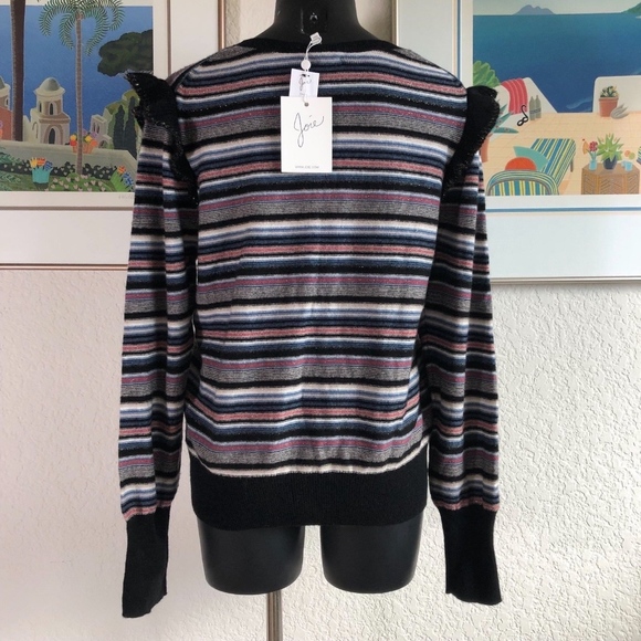 Joie Color Multi Stripe Wool Cashmere Sweater L - Picture 4 of 5